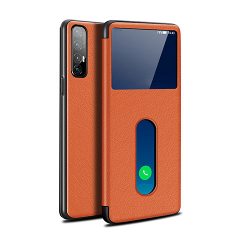 Handytasche Stand Schutzhülle Leder Hülle L08 für Oppo Reno3 Pro Orange