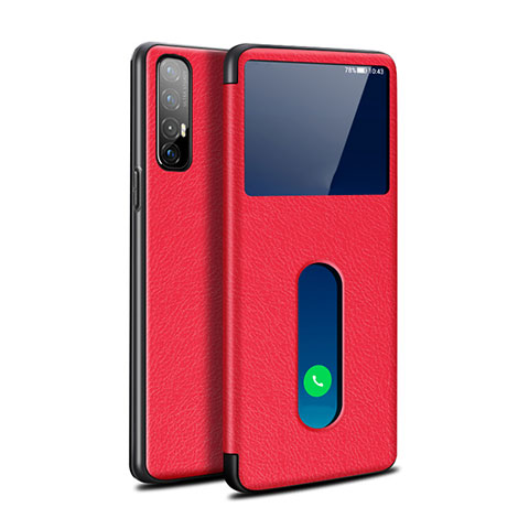 Handytasche Stand Schutzhülle Leder Hülle L08 für Oppo Reno3 Pro Rot