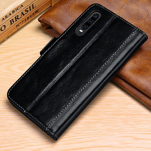 Handytasche Stand Schutzhülle Leder Hülle P01 für Huawei P30 Schwarz