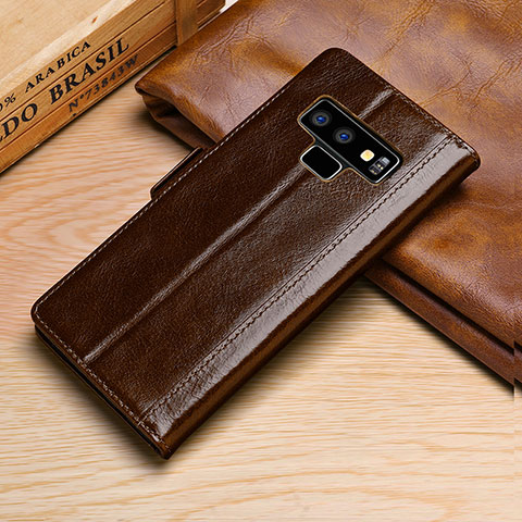 Handytasche Stand Schutzhülle Leder Hülle P01 für Samsung Galaxy Note 9 Braun