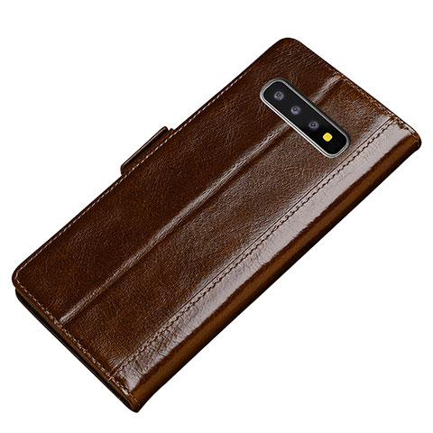 Handytasche Stand Schutzhülle Leder Hülle P01 für Samsung Galaxy S10 Braun