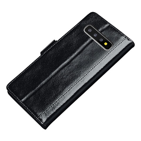 Handytasche Stand Schutzhülle Leder Hülle P01 für Samsung Galaxy S10 Plus Schwarz