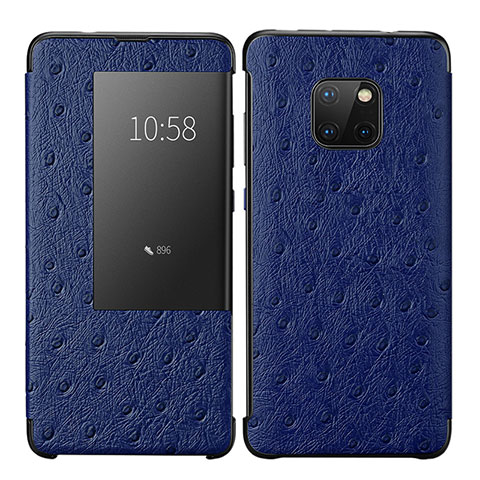 Handytasche Stand Schutzhülle Leder Hülle P02 für Huawei Mate 20 Pro Blau