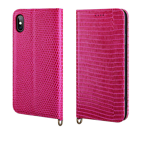 Handytasche Stand Schutzhülle Leder Hülle P03 für Apple iPhone X Pink