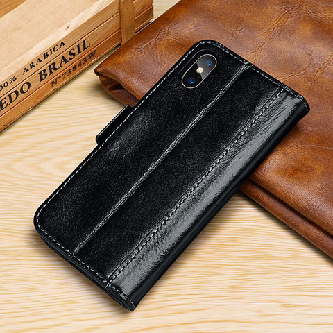 Handytasche Stand Schutzhülle Leder Hülle P05 für Apple iPhone Xs Max Schwarz