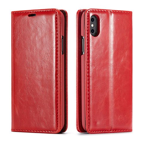 Handytasche Stand Schutzhülle Leder Hülle T01 für Apple iPhone Xs Max Rot