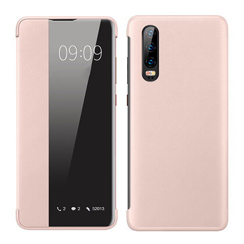 Handytasche Stand Schutzhülle Leder Hülle T01 für Huawei P30 Rosa