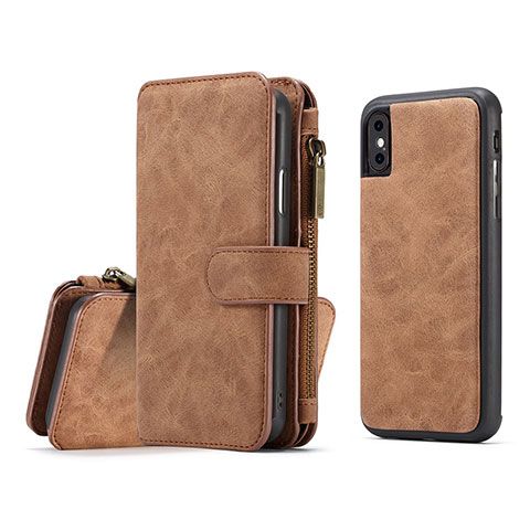 Handytasche Stand Schutzhülle Leder Hülle T02 für Apple iPhone Xs Max Orange