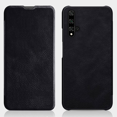 Handytasche Stand Schutzhülle Leder Hülle T02 für Huawei Honor 20 Schwarz