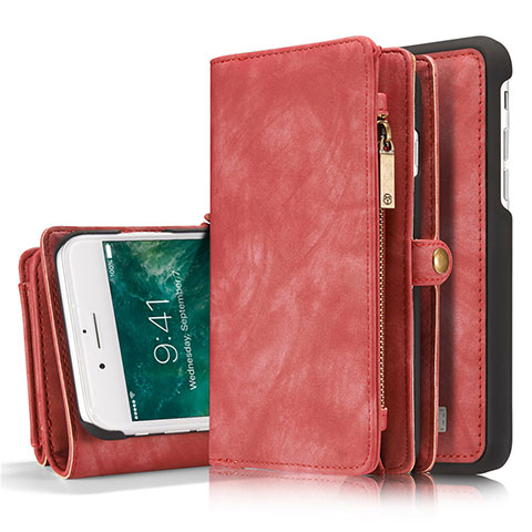 Handytasche Stand Schutzhülle Leder Hülle T03 für Apple iPhone 7 Plus Rot