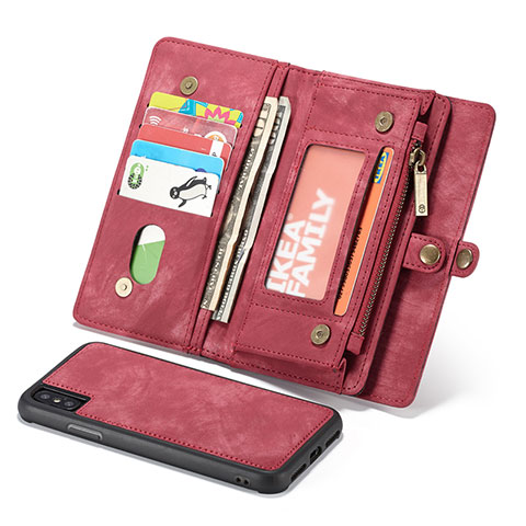 Handytasche Stand Schutzhülle Leder Hülle T03 für Apple iPhone Xs Max Rot