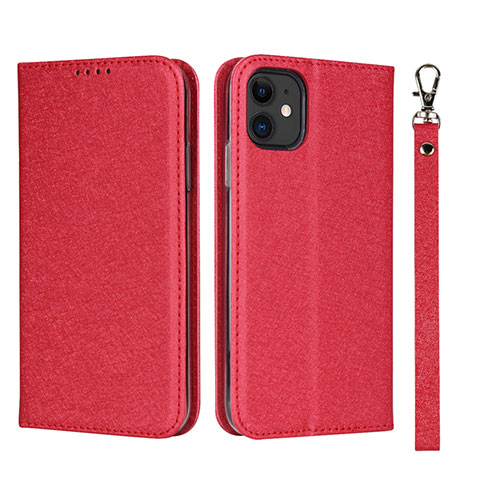 Handytasche Stand Schutzhülle Leder Hülle T04 für Apple iPhone 11 Rot