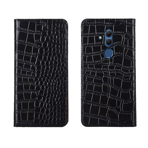 Handytasche Stand Schutzhülle Leder Hülle T04 für Huawei Mate 20 Lite Schwarz