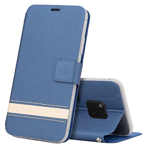 Handytasche Stand Schutzhülle Leder Hülle T06 für Huawei Mate 20 Pro Blau