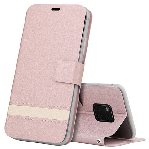 Handytasche Stand Schutzhülle Leder Hülle T06 für Huawei Mate 20 Pro Rosegold