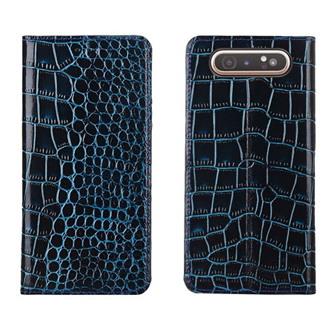 Handytasche Stand Schutzhülle Leder Hülle T06 für Samsung Galaxy A90 4G Blau