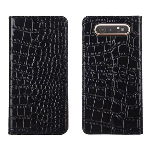 Handytasche Stand Schutzhülle Leder Hülle T06 für Samsung Galaxy A90 4G Schwarz