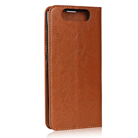 Handytasche Stand Schutzhülle Leder Hülle T07 für Samsung Galaxy A80 Orange