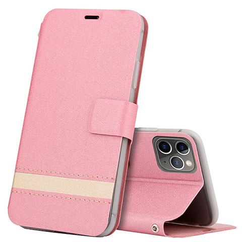 Handytasche Stand Schutzhülle Leder Hülle T08 für Apple iPhone 11 Pro Max Rosa