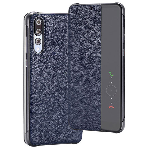 Handytasche Stand Schutzhülle Leder Hülle T08 für Huawei P20 Pro Blau