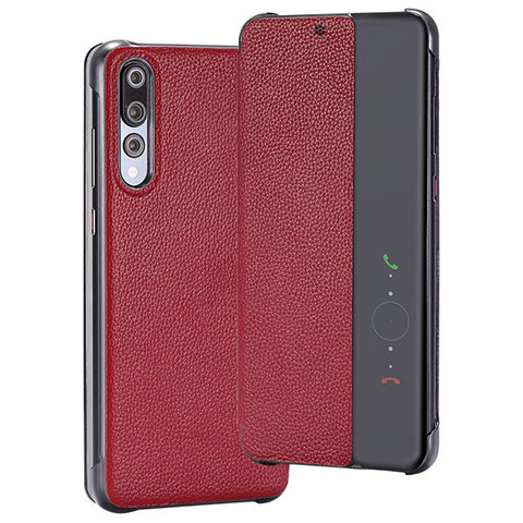 Handytasche Stand Schutzhülle Leder Hülle T08 für Huawei P20 Pro Rot
