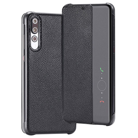 Handytasche Stand Schutzhülle Leder Hülle T08 für Huawei P20 Pro Schwarz