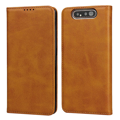 Handytasche Stand Schutzhülle Leder Hülle T08 für Samsung Galaxy A80 Orange