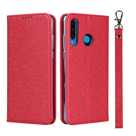 Handytasche Stand Schutzhülle Leder Hülle T09 für Huawei Nova 4e Rot