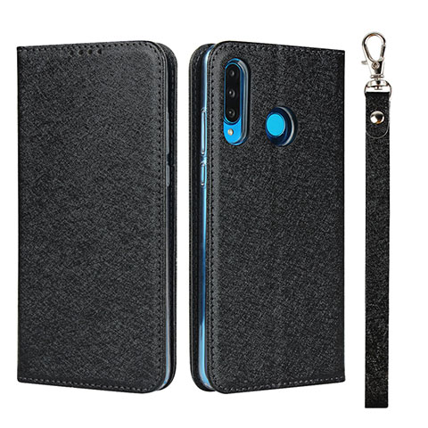 Handytasche Stand Schutzhülle Leder Hülle T09 für Huawei P30 Lite New Edition Schwarz