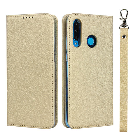 Handytasche Stand Schutzhülle Leder Hülle T09 für Huawei P30 Lite XL Gold