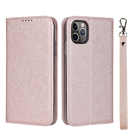 Handytasche Stand Schutzhülle Leder Hülle T10 für Apple iPhone 11 Pro Max Rosegold