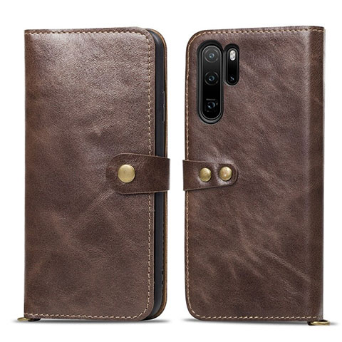 Handytasche Stand Schutzhülle Leder Hülle T10 für Huawei P30 Pro New Edition Braun