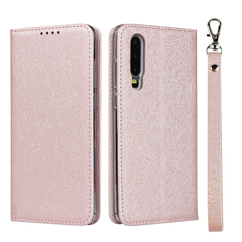 Handytasche Stand Schutzhülle Leder Hülle T11 für Huawei P30 Rosegold