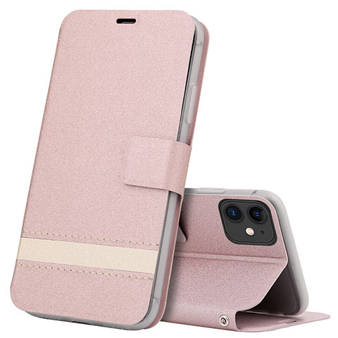 Handytasche Stand Schutzhülle Leder Hülle T14 für Apple iPhone 11 Rosegold