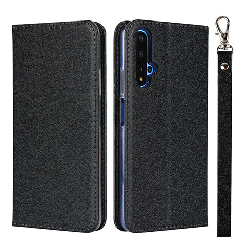 Handytasche Stand Schutzhülle Leder Hülle T14 für Huawei Honor 20 Schwarz