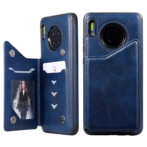 Handytasche Stand Schutzhülle Leder Hülle T14 für Huawei Mate 30 Pro 5G Blau