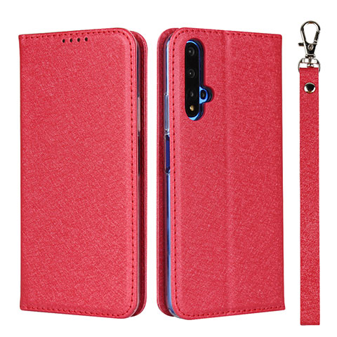 Handytasche Stand Schutzhülle Leder Hülle T14 für Huawei Nova 5T Rot