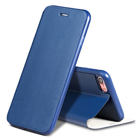 Handytasche Stand Schutzhülle Leder L01 für Apple iPhone 7 Blau