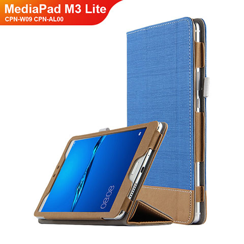 Handytasche Stand Schutzhülle Leder L01 für Huawei MediaPad M3 Lite 8.0 CPN-W09 CPN-AL00 Blau