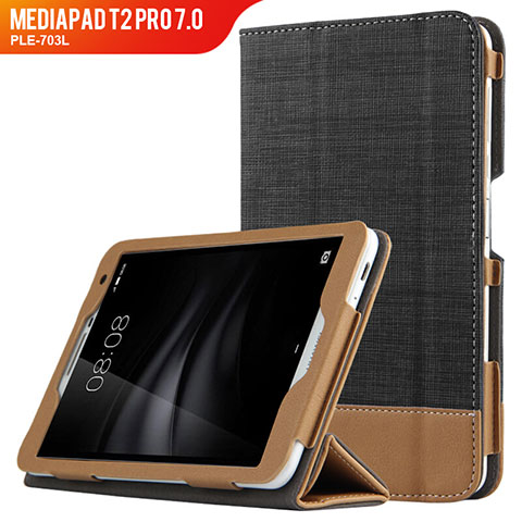 Handytasche Stand Schutzhülle Leder L01 für Huawei MediaPad T2 Pro 7.0 PLE-703L Schwarz