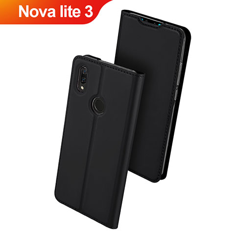 Handytasche Stand Schutzhülle Leder L01 für Huawei Nova Lite 3 Schwarz