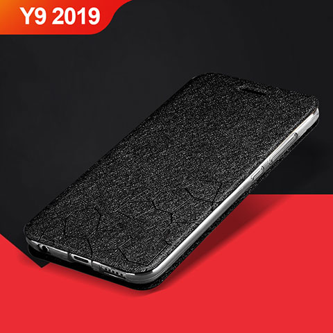 Handytasche Stand Schutzhülle Leder L01 für Huawei Y9 (2019) Schwarz