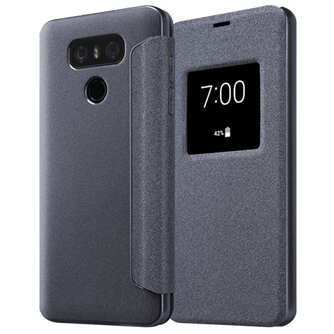 Handytasche Stand Schutzhülle Leder L01 für LG G6 Schwarz