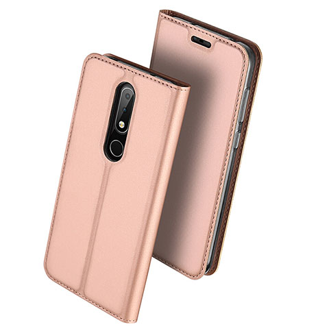 Handytasche Stand Schutzhülle Leder L01 für Nokia X6 Rosegold