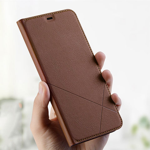 Handytasche Stand Schutzhülle Leder L01 für Oppo A7 Braun