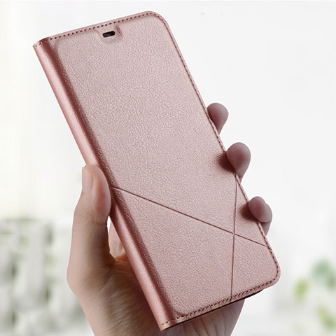 Handytasche Stand Schutzhülle Leder L01 für Oppo A7 Rosegold