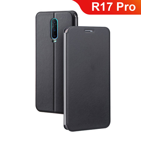 Handytasche Stand Schutzhülle Leder L01 für Oppo R17 Pro Schwarz