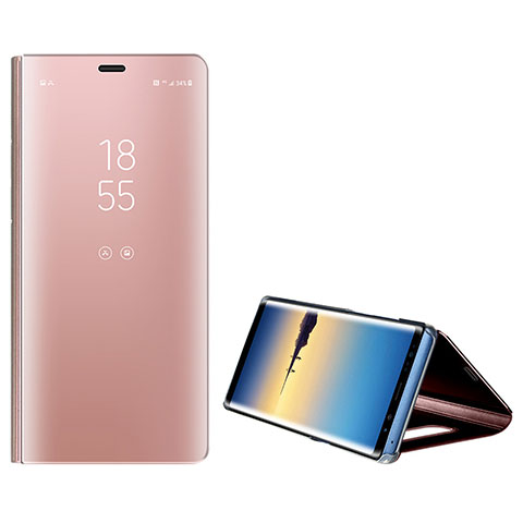 Handytasche Stand Schutzhülle Leder L01 für Samsung Galaxy Note 8 Duos N950F Rosegold