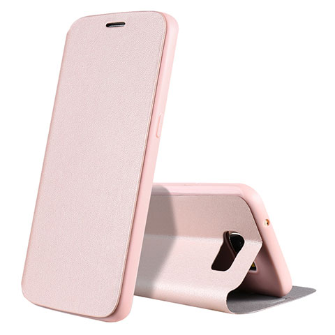 Handytasche Stand Schutzhülle Leder L01 für Samsung Galaxy S7 Edge G935F Rosegold