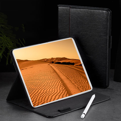 Handytasche Stand Schutzhülle Leder L02 für Apple iPad Pro 11 (2018) Schwarz